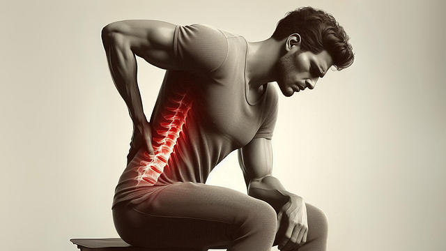 Man rubbing his back for pain relief.&nbsp;