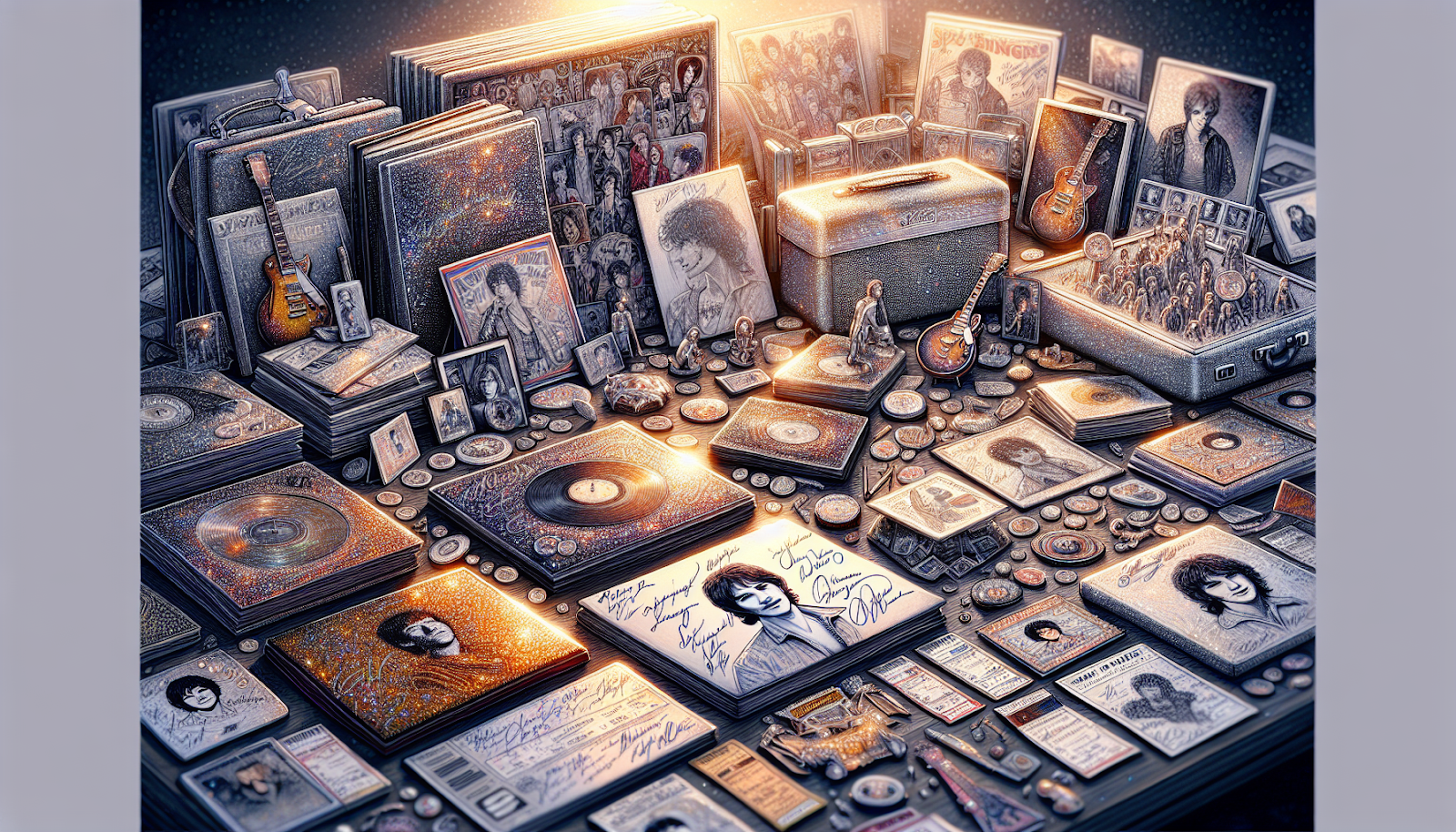 Illustration of a collection of Taylor Swift memorabilia