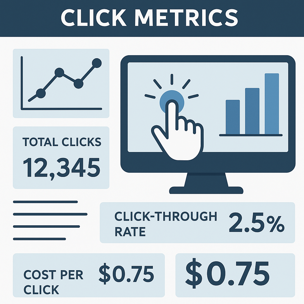 Diagram Showing Click Metrics on a Digital Dashboard