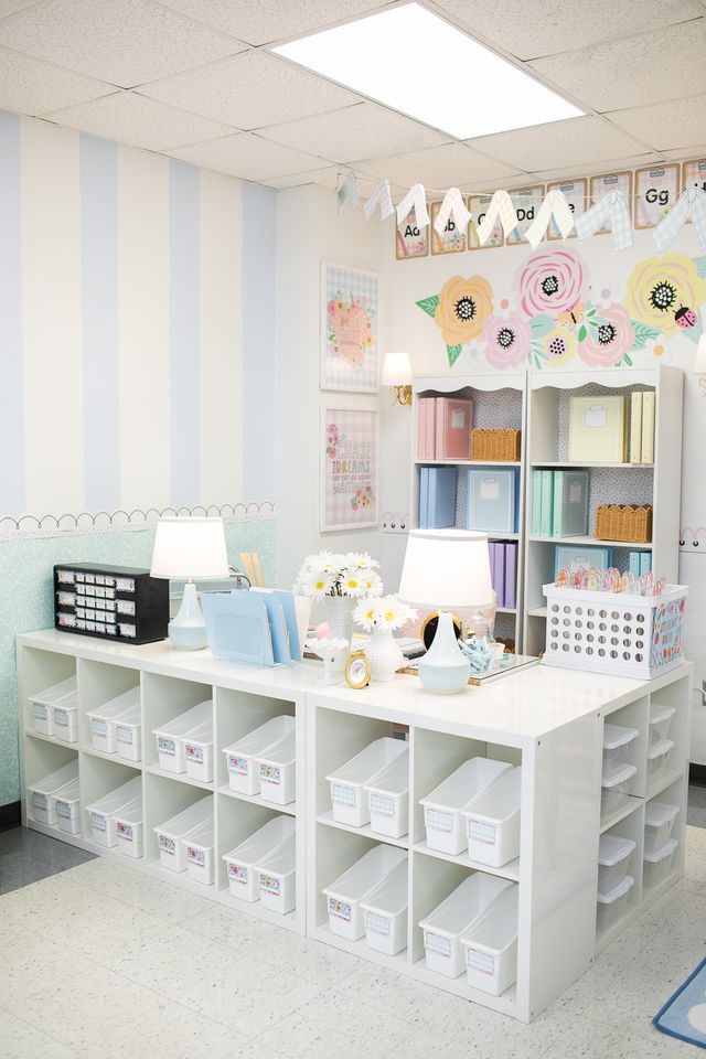 Teacher desk set up and organization
