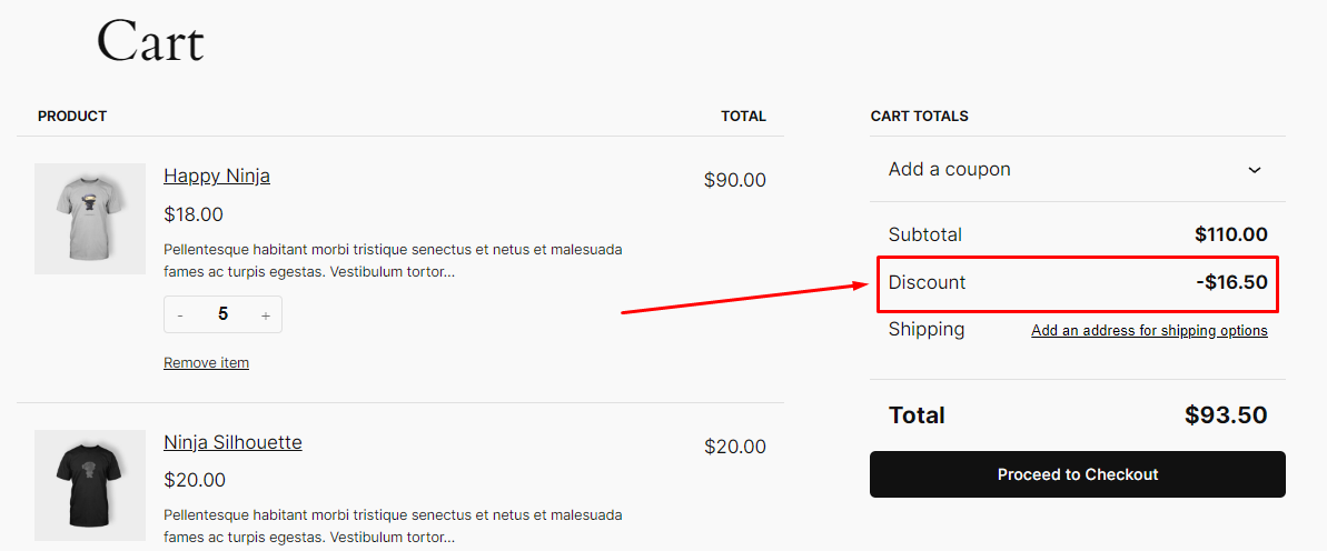 WooCommerce cart discounts