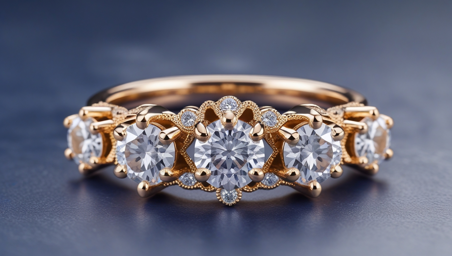 Lace Bridge Three Stone 6 Prong Ring