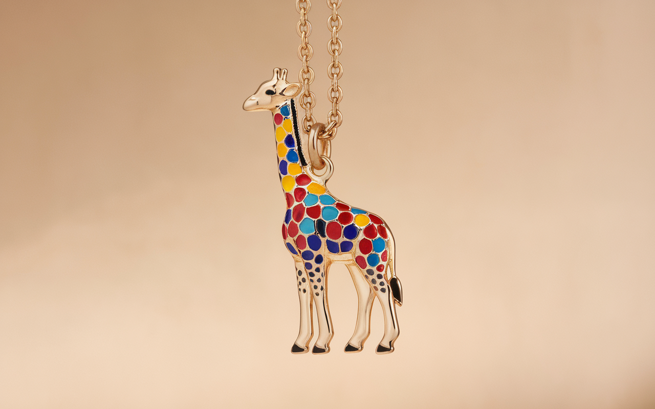 J. Crew Enamel Vintage Giraffe Charm Pendnat Chain