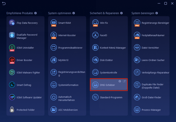 Klicken Sie auf „DNS-Schützer“