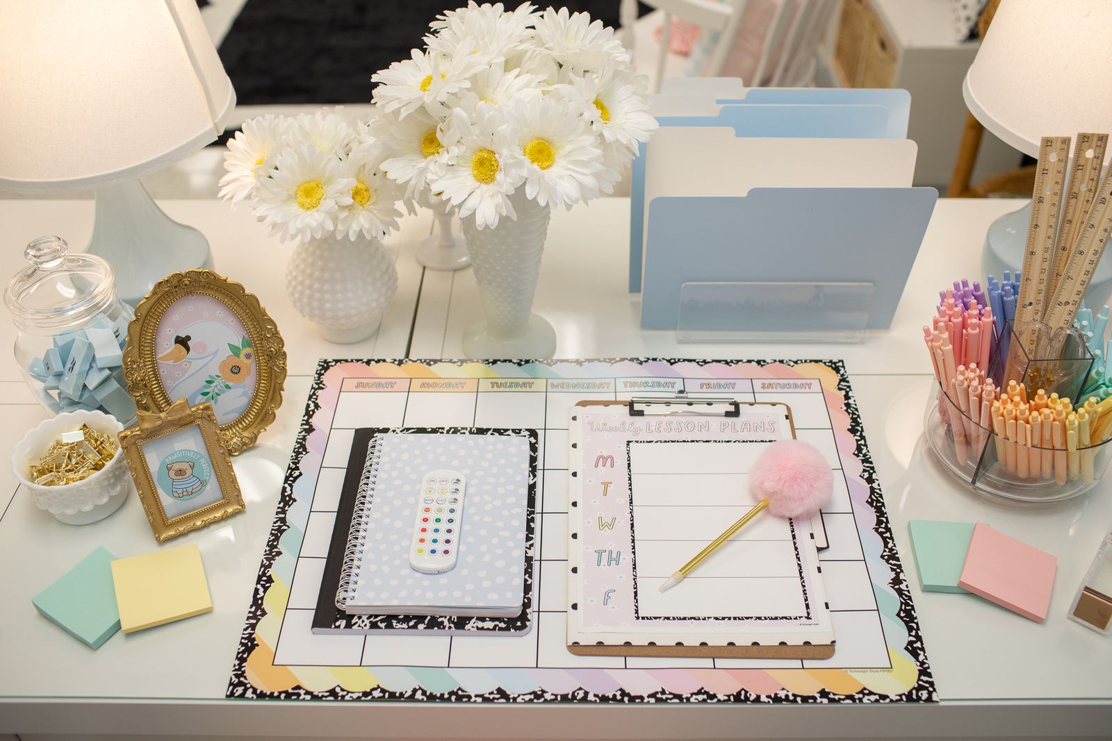 Teacher desk set up