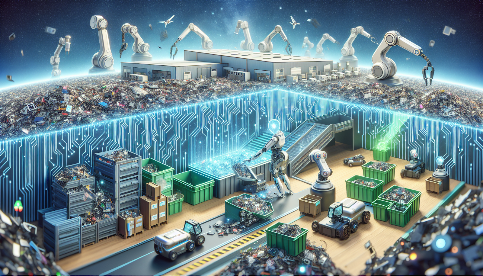 Illustration of advanced technology in e-waste recycling