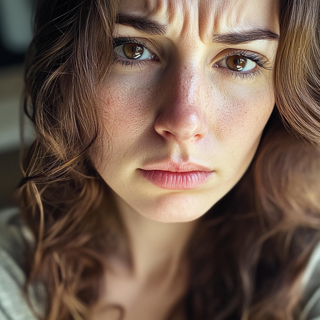 A close up of an upset woman | Source: Midjourney