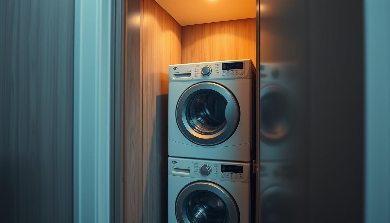 Waschmaschine Trockner Kombination in Ecke