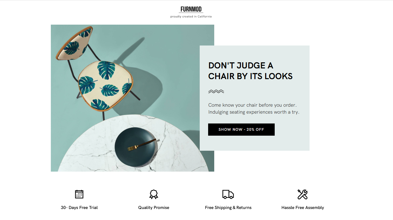 Sales landing page with a clear placement of its unique propositon