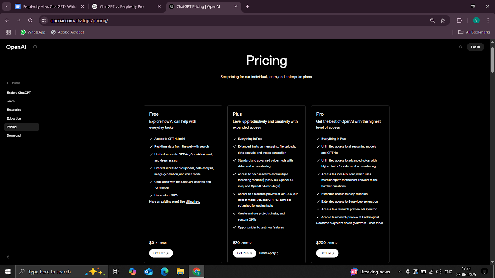 chatgpt pricing 