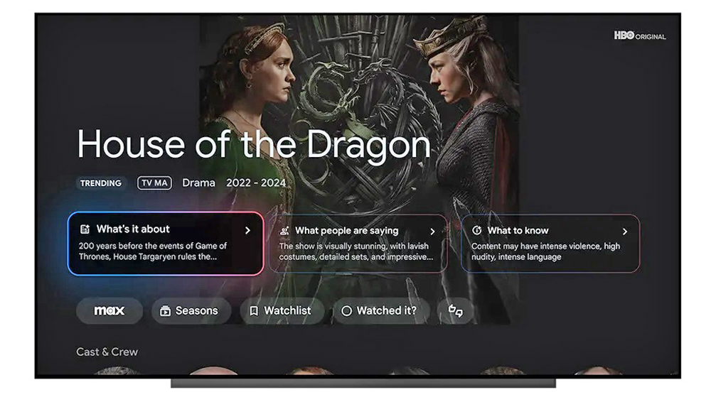 Google TV Streamer 4K Onsreen Interface