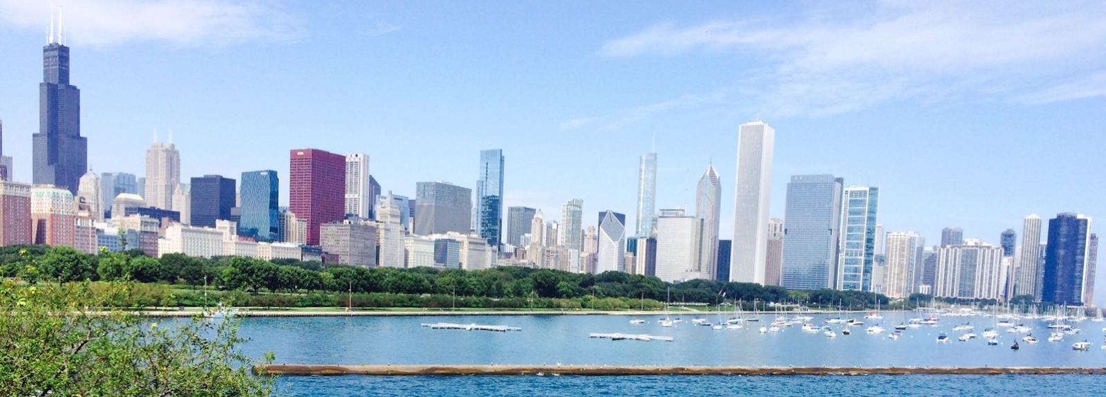 Photo courtesy of DavFace depicts the Chicago skyline from Shedd Aquarium