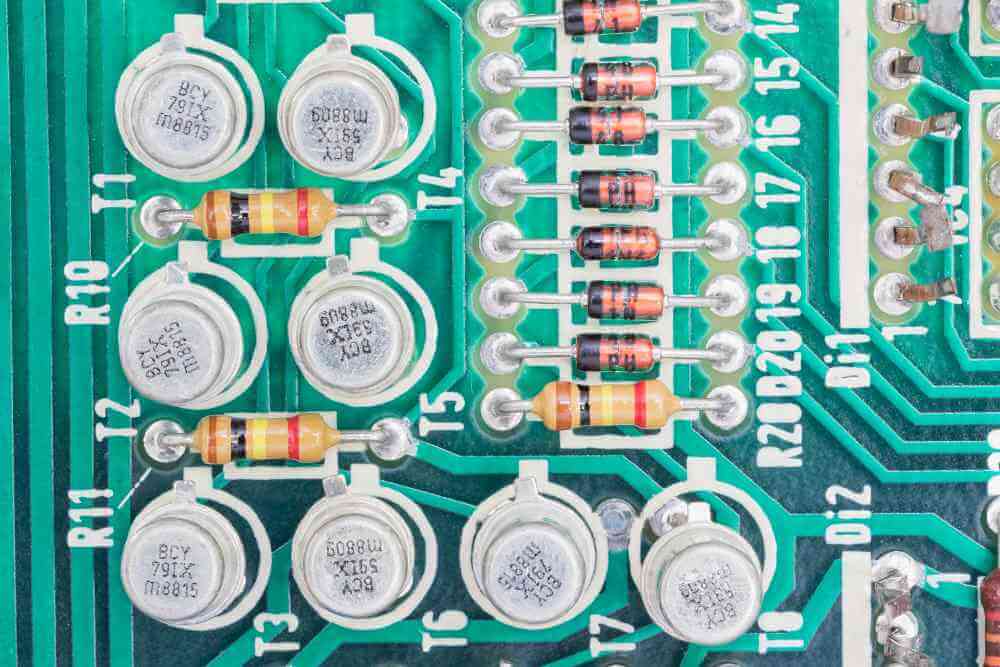 An electronic circuit showing different components