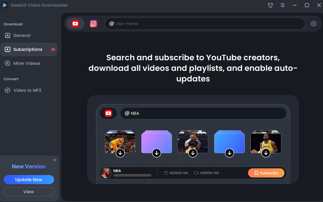 main interface of EaseUS Video Downloader