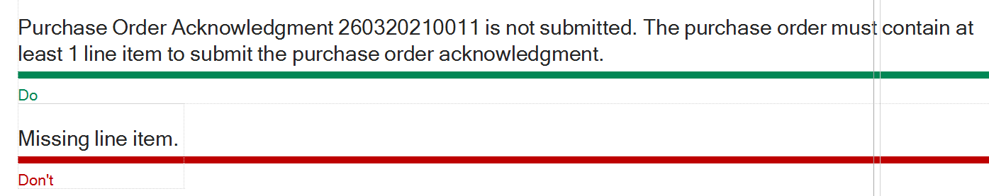 Example error message containing a specific value.