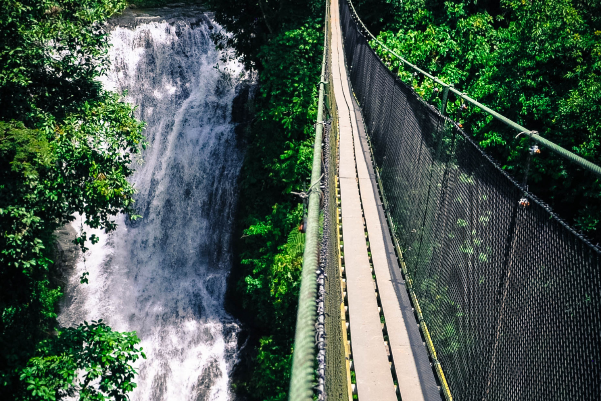 one of Costa Rica waterfalls near hanging bridges 