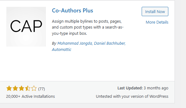 a screenshot of co authors plus plugin