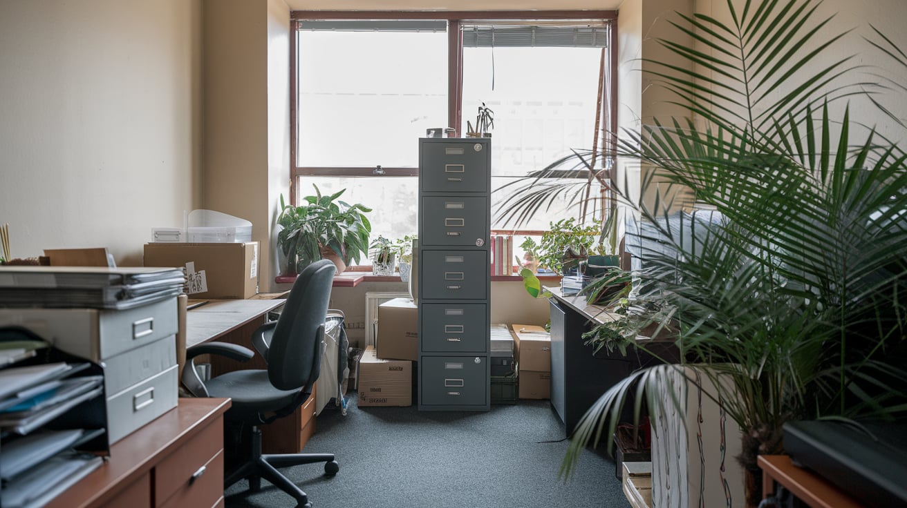 Abiotic Factor Stuck in Office Blocked by Filing Cabinet