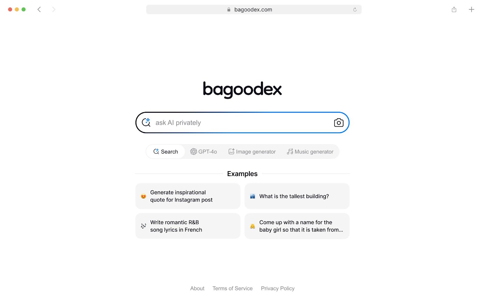 Screenshot of Bagoodex AI
