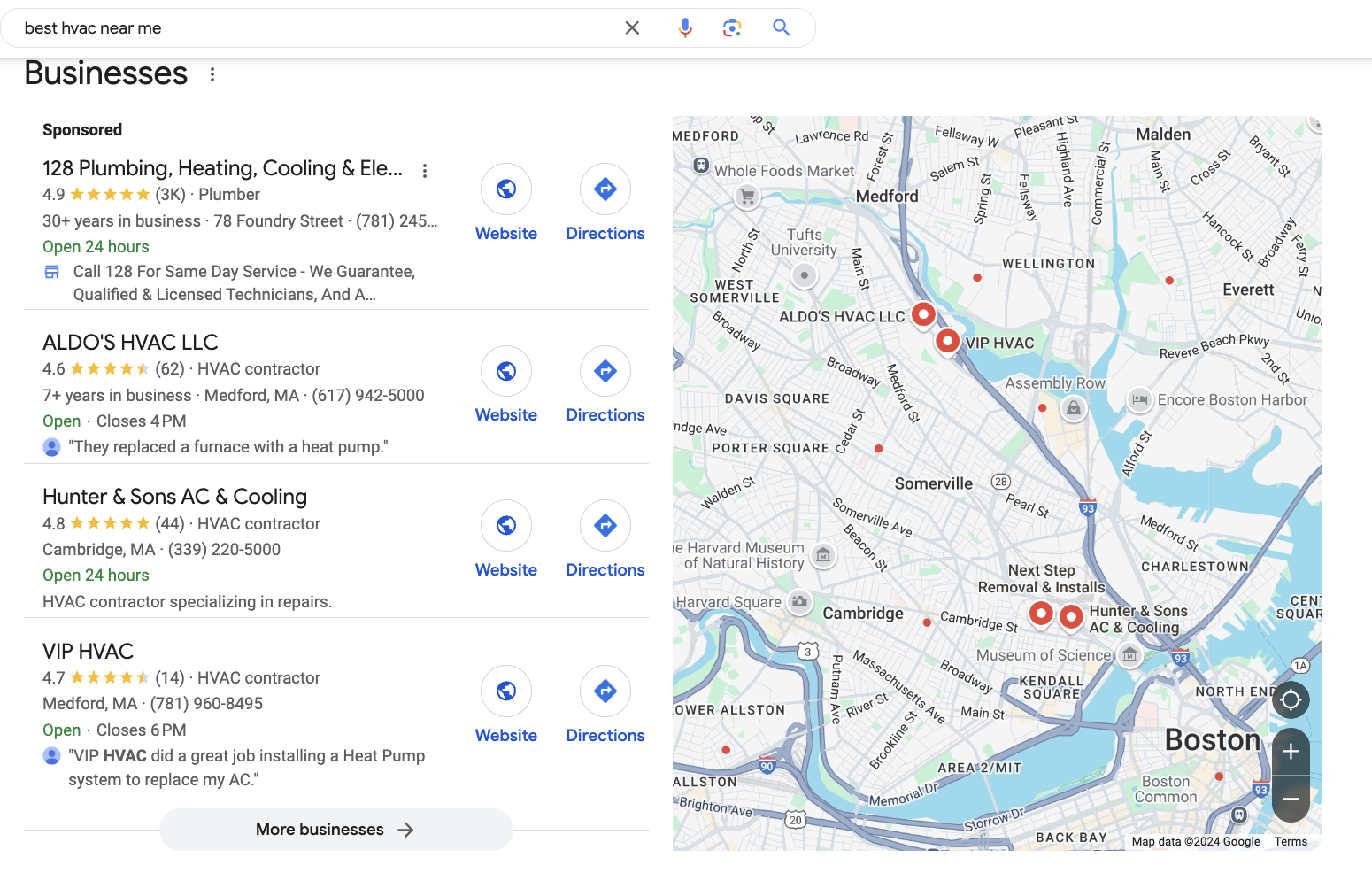 google business profile for HVAC companies