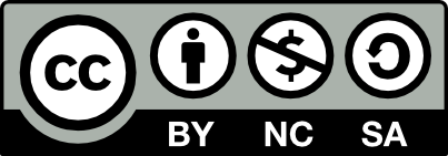 Creative Commons icons, including CC in a circle followed by a person in a circle, a crossed-out dollar sign in a circle, and a round arrow in a circle. 