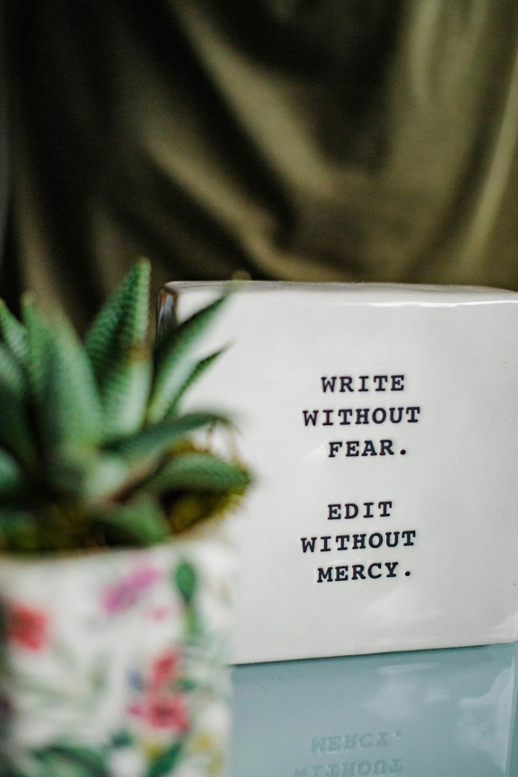 An image of a book with the words "Write without fear. Edit without mercy"