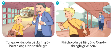 ĐỌCCâu 1: Nơi ngày xưa là khu rừng, bây giờ đã thay đổi như thế nào?Giải nhanh: Khu rừng đã hết cây, thay vào đó là những ngôi nhà tầng có sân thượng.Câu 2: Tìm những câu miêu tả sự xuất hiện của đàn chim ở khu nhà tầng.Giải nhanh:Cây cối ít nên vắng bóng chim.Khu nhà xây đã lâu, nay mới thấp thoáng mấy con chim sẻ lách chách bay đến.Chúng ẩn vào các hốc tường, lỗ thông hơi, cửa ngách để trú chân, làm tổ.Bầy chim rụt rè sà xuống những chậu cây cảnh.Câu 3: Lần đầu nhìn thấy bầy chim sẻ, cậu bé đã làm gì? Kết quả của việc làm đó thế nào?Giải nhanh: Cầm sỏi ném lũ sẻ khiến con nọ theo con kia bay sang nhà khác. Câu 4: Sau khi bị ốm, cậu bé nhìn thấy gì ở sân thượng nhà bên? Cậu nghĩ thế nào khi nhìn thấy cảnh đó?Giải nhanh:Có đàn chim sẻ léo nhéo đến là nhộn. Con bay, con nhảy, có con nằm lăn ra rũ cánh, rồi mổ đùa nhau... nom vui quá.“ Đáng lẽ lũ chịm ấy đã ở trên sân thượng nhà mình”Câu 5: Theo em, cậu bé hiểu được gì từ những việc đã làm và những điều đã thấy?Giải nhanh: Chính vì hành động ném sỏi vào lũ sẻ của mình mà chúng bỏ đi sang nhà khác, khiến sân thượng nhà mất đi một niềm vui.NÓI VÀ NGHECâu 1: Nghe kể chuyệnCậu bé đánh giày(Theo Thanh Trúc sưu tầm, biên dịch)Giải nhanh: HS chú ý lắng nghe GV kể chuyện.Câu 2: Kể lại từng đoạn câu chuyện theo tranh.Giải nhanh: Dựa theo nội dung tranh để kể lại từng đoạn câu chuyện.VIẾTCâu 1: Nghe - viết: Chuyện bên của sổ (từ Bẵng đi một vài tuần đến vui quá).Giải nhanh: HS tự thực hiện vào vở.Câu 2: Làm bài tập a hoặc b.a. Chọn iu hoặc ưu thay cho ô vuông.Gió h∎ h∎ thổiChúng em l∎ luyến chia tay cô giáo.Lửa cháy liu r∎Ông em có bộ s∎ tập tem thư.b. Chọn tiếng phù hợp thay cho ô vuông.tim/tiêm              ∎phòngxim/xiêm            dừa∎lìm/liềm              lưỡi∎phiếm/phím        bàn∎kìm/kiềm            ∎chếdiêm/dim            lim∎Giải nhanh:a. Chọn iu hoặc ưu thay cho ô vuông.Gió hiu hiu thổiChúng em lưu luyến chia tay cô giáo.Lửa cháy liu riuÔng em có bộ sưu tập tem thư.b. Chọn tiếng phù hợp:tiêm phòngdừa xiêmlưỡi liềmbàn phímkiềm chếlim dimCâu 3: Đặt 2 câu với từ ngữ tìm được ở bài tập 2.Giải nhanh:Em bé lim dim ngủ.Bạn hãy kiềm chế cơn nóng giận của mình lại.VẬN DỤNG