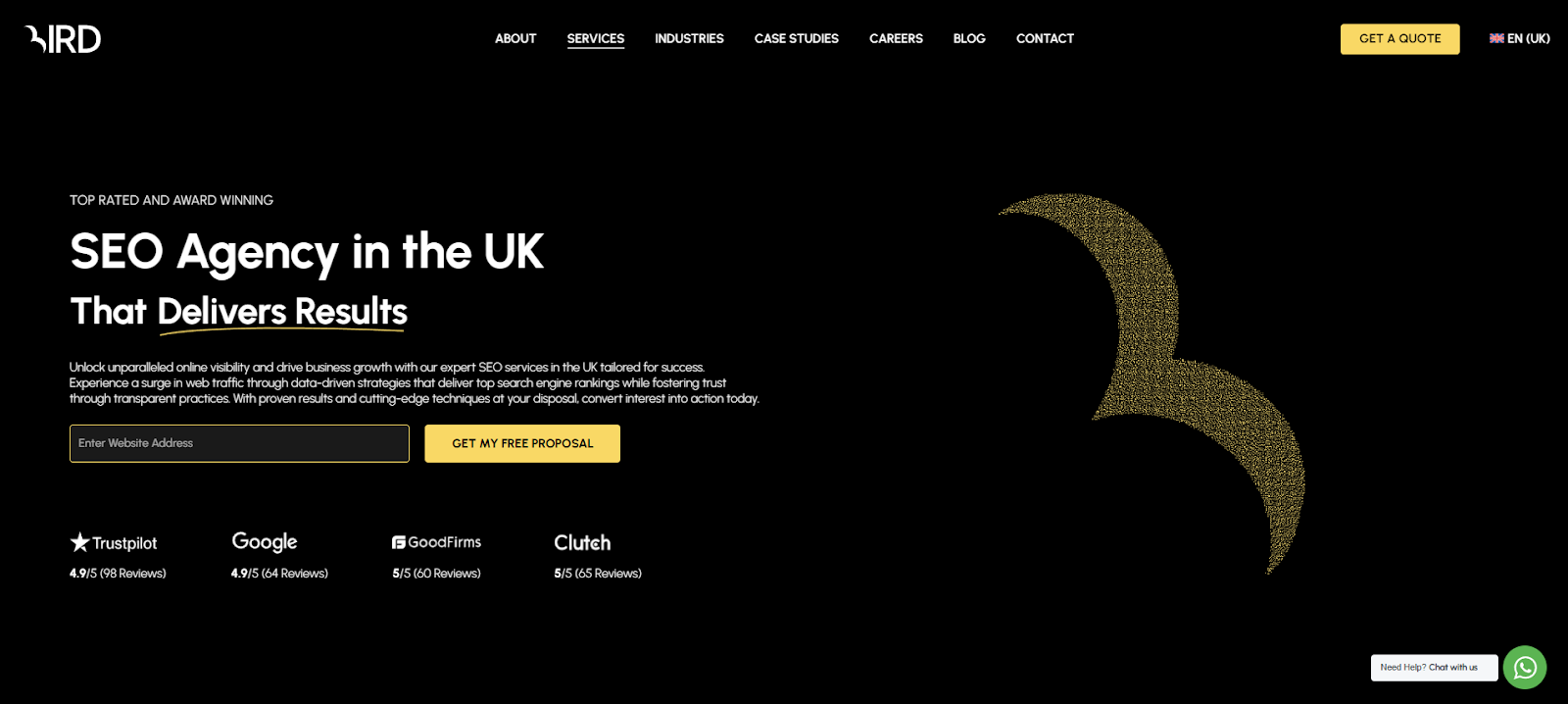 A screenshot of the Bird Marketing website.