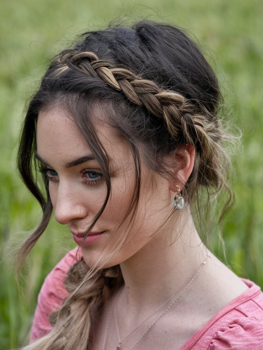 8. Dutch Braid with Tousled Waves