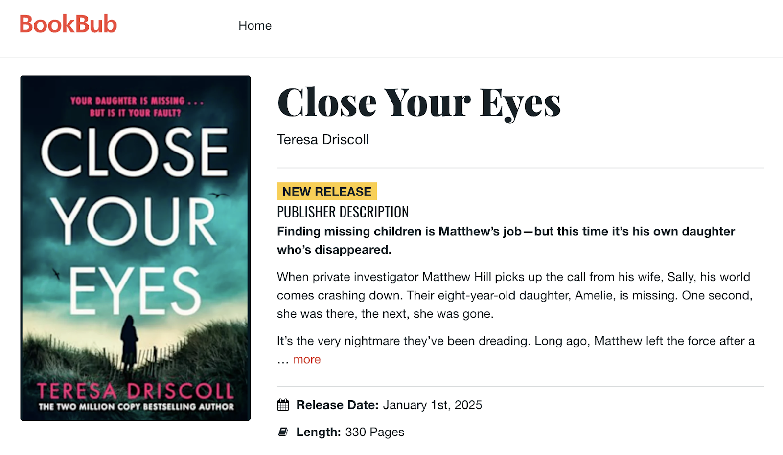 image of close your eyes book