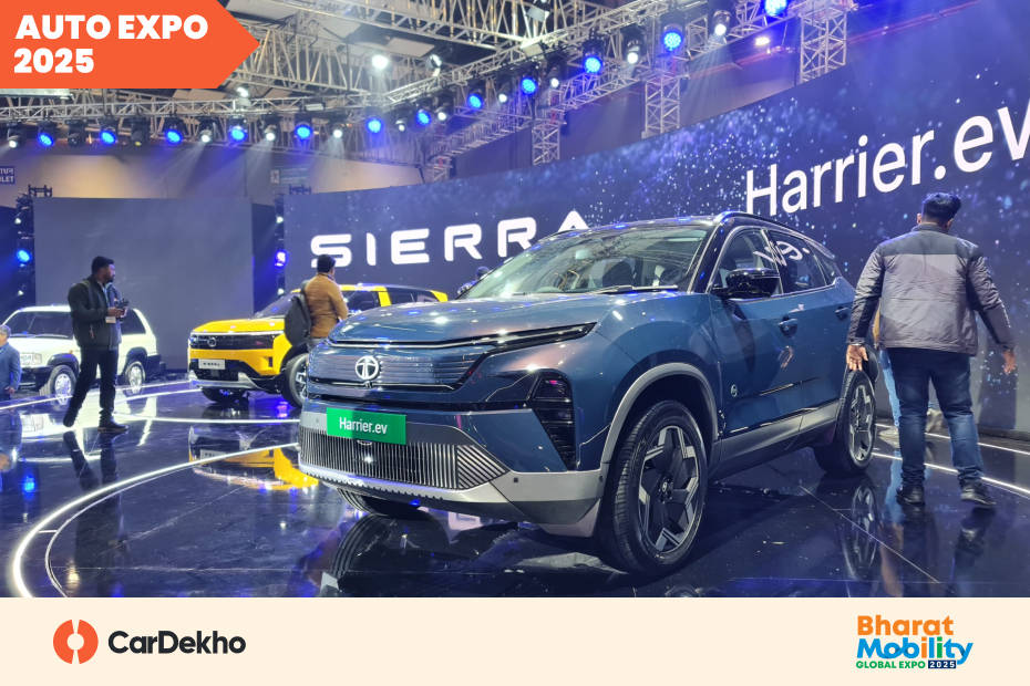 Tata Harrier EV showcased at auto expo 2025