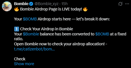 Bombie airdrop checker