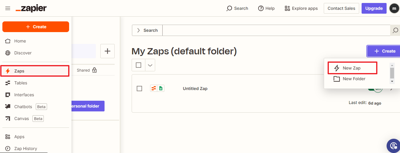 Creating new zaps on Dashboard