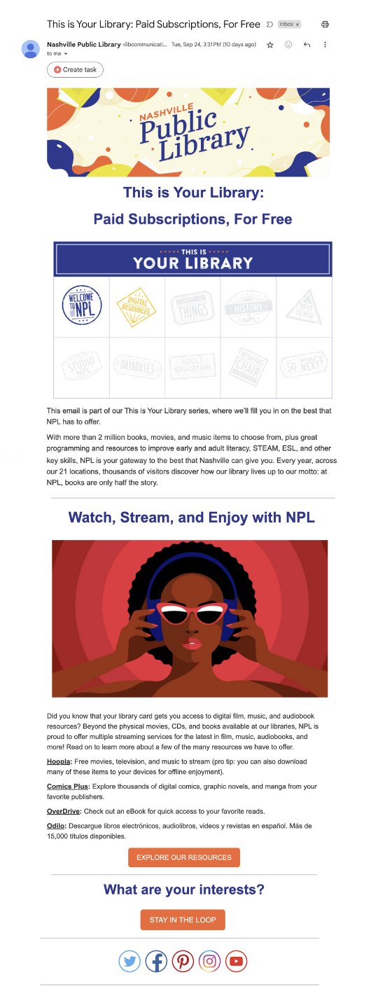 NPL email about marketing for bloggers