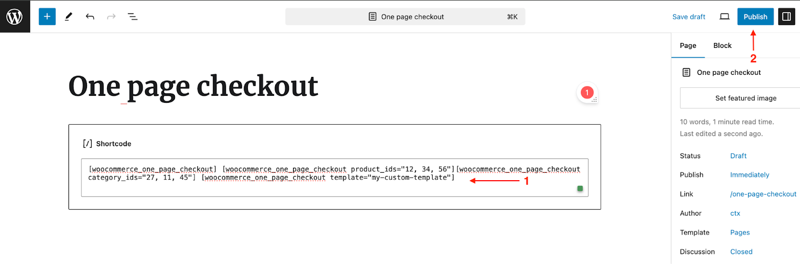 woocommerce one page checkout shortcode