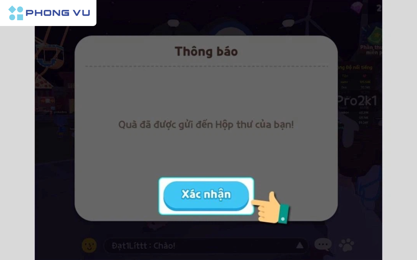 Nhấn xác nhận khi có thông báo mới 