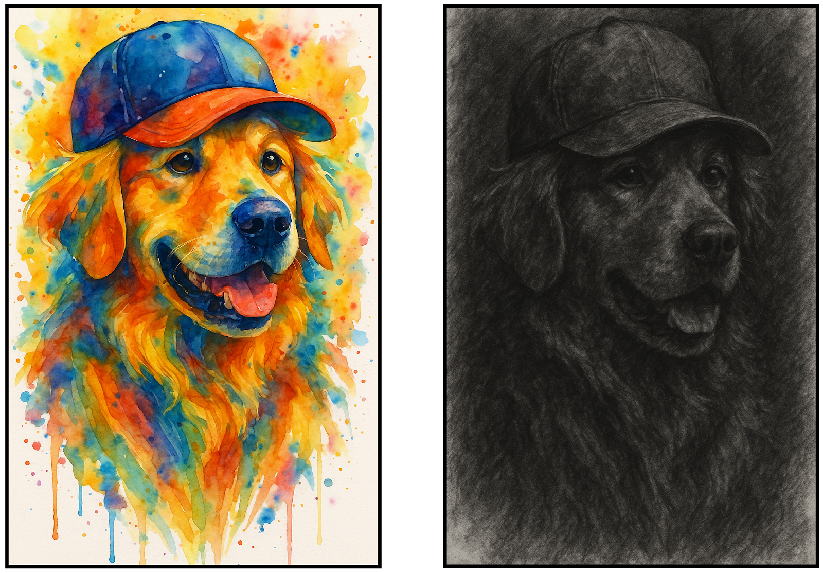 Comparison between two ChatGPT generated images with contrasting image art styles. 