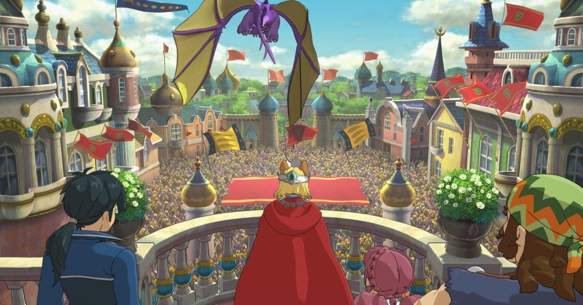 In-game Picture of Ni no Kuni II: Revenant Kingdom with its characters, One of the best anime games on PS4.