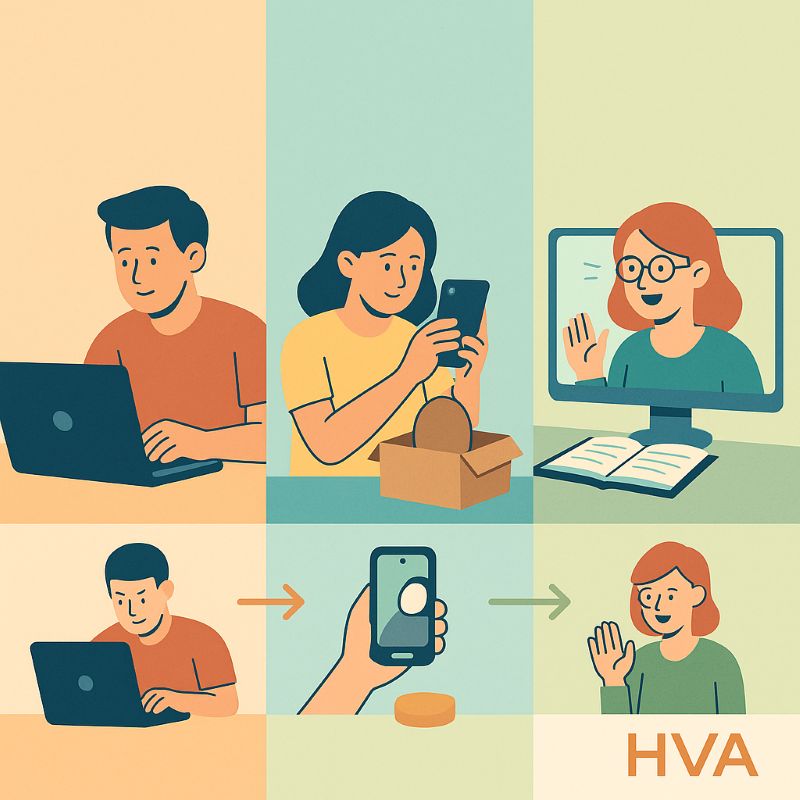 Minh họa các cách kiếm tiền online, bán hàng và gia sư