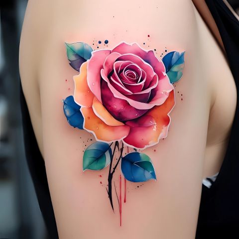 Watercolor Rose Tattoo