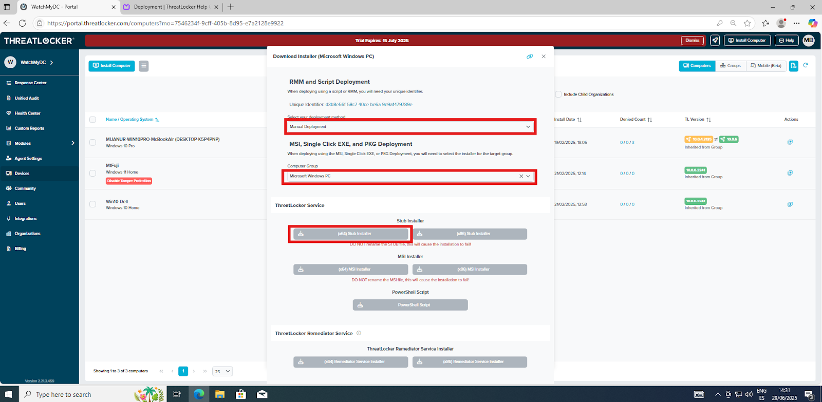 How to install the ThreatLocker Windows agent?