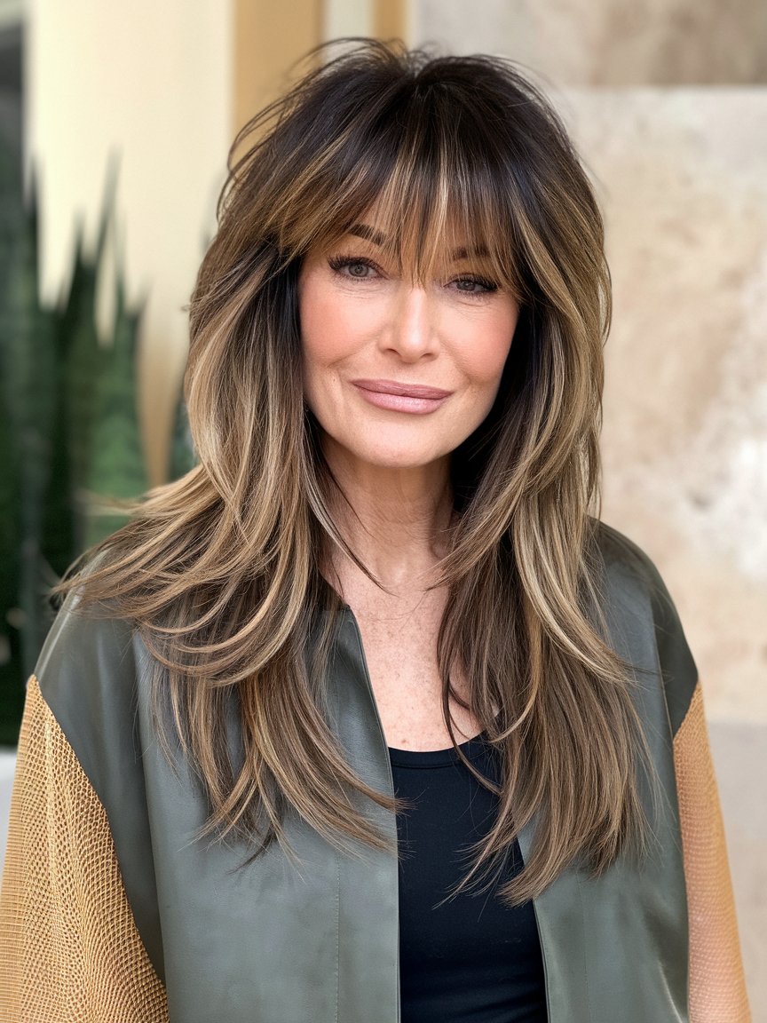 27. Long Layers with Full Bangs