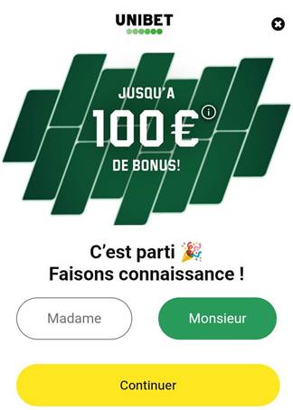 Unibet Remplissez vos données personnelles