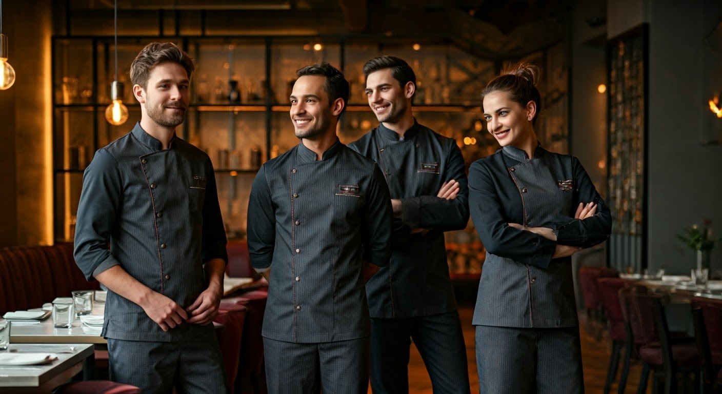 Hospitality team in custom uniforms