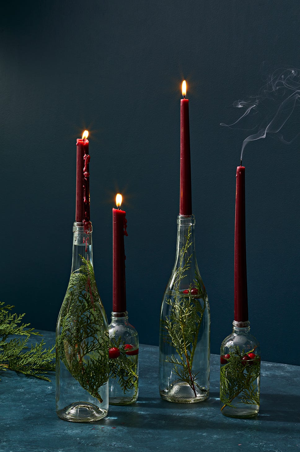 evergreen candle sticks