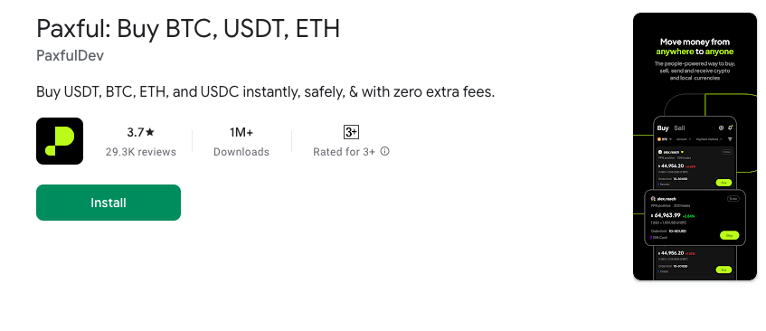 Paxful Playstore Download Screen