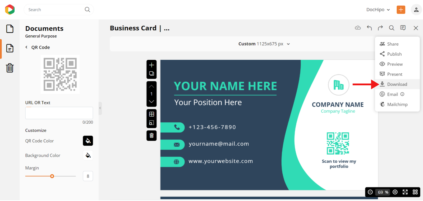 Download the QR code business card