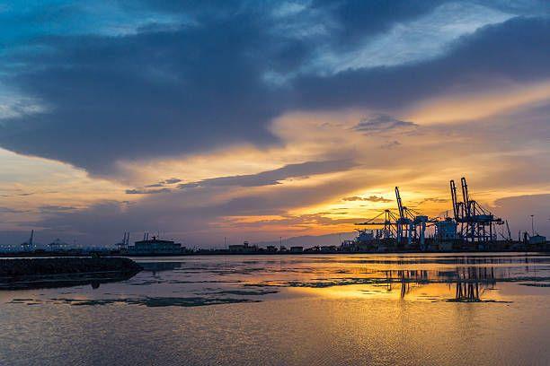 Shores near Djibouti port A beautiful sunset over the port of Djibouti on the Red sea djibouti stock pictures, royalty-free photos & images