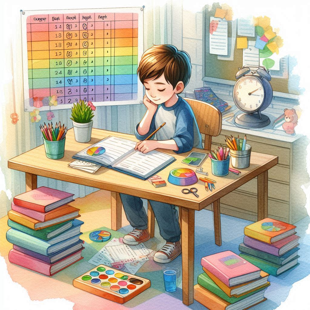 A boy studying 