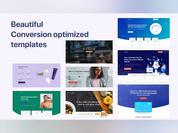 Image showing some of Swipe Pages’ landing page template options